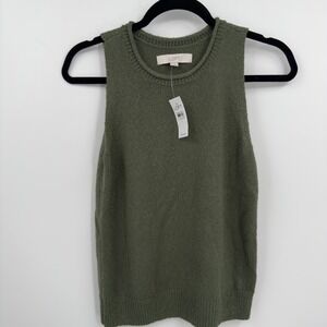 LOFT Sweater Vest NWT Small Olive Forest Green Knit Tank Top Capsule Layering